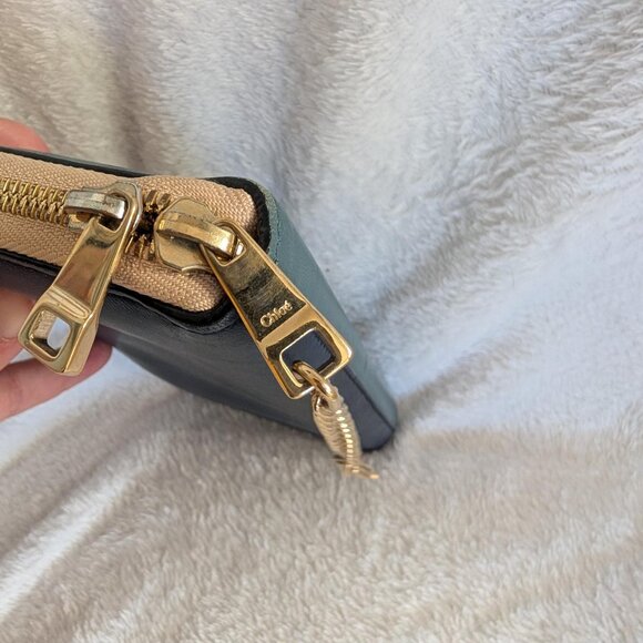 Authentic Chloe Two Toned Blue Continental Wallet with Chain Hook - Picture 6 of 15